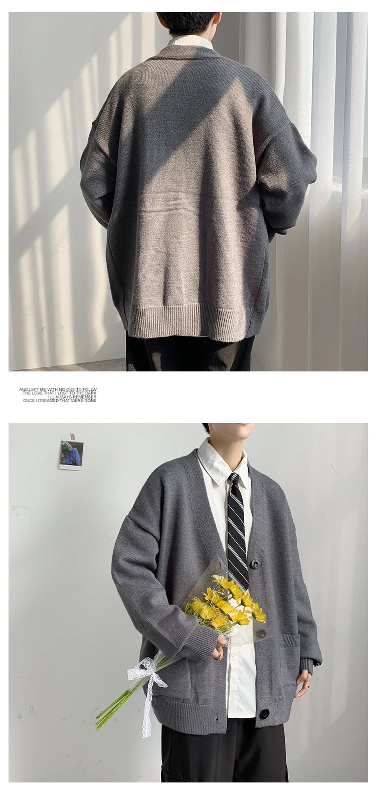 Threebooy Men's Cardigan Sweater Knitwear Jacket Spring Autumn V-neck Long Sleeves Single-breasted Pockets Loose Casual Linen Sweaters