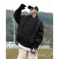 Threebooy Japanese Baseball Collar Padded Jacket Men Women Winter Cityboy Basic Warm Cotton Jacket Thickened Casual Bread Coat Preppy Wear