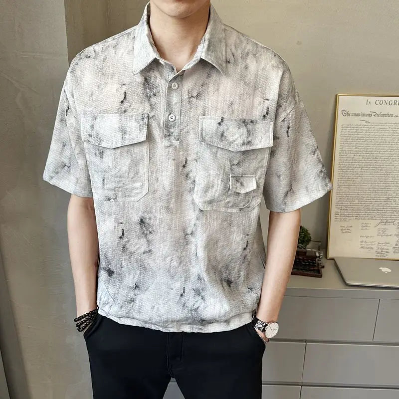 Threebooy 2025 High-end New Short-sleeved Men's Shirt Summer Fashion Trendy Brand Half-sleeved Thin Loose Casual Trend