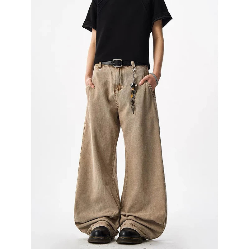 Threebooy Men's Blue Y2k Baggy Jeans Harajuku Aesthetic Japanese 2000s Style Oversize Denim Trousers Vintage Jean Pants Trashy Clothes