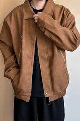 Threebooy 2024 Men's Vintage Pu Leather Jackets Fashion Trend Streetwear Coats Lapel Collar Casual Brown/Black Color Outerwear M-2XL