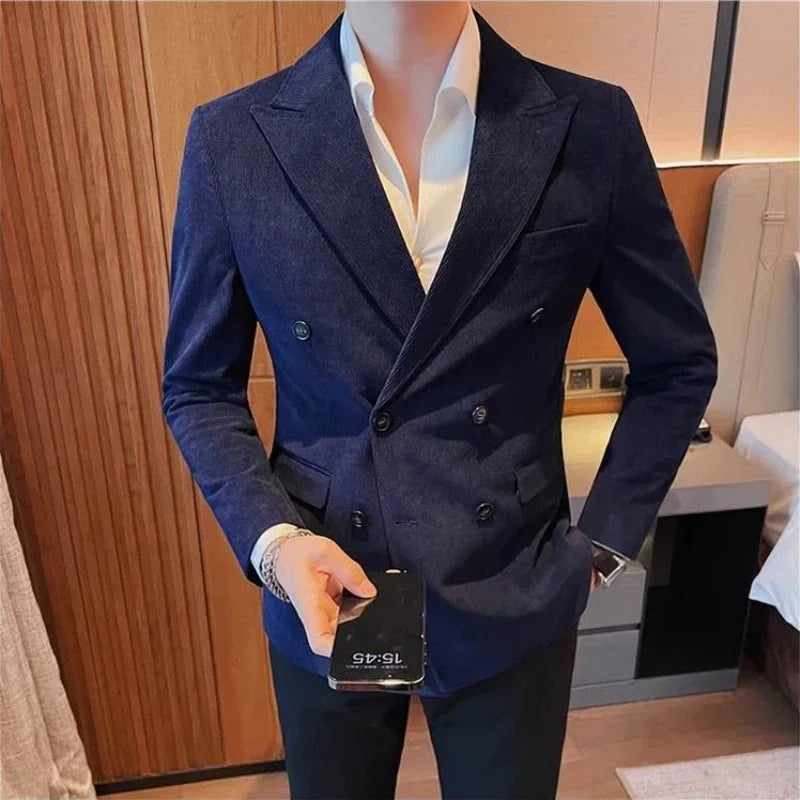 Threebooy Casual Male Dress Blazer Slim Fit Men's Suit Business Jackets Thin Korean Style Clothes Fashion Coat New In Single Models