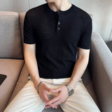 Threebooy Men Summer Leisure Short Sleeve T-shirts/Male Round Collar Slim Fit Lce Silk Knitting T-Shirts Tees Plus Size S-3XL