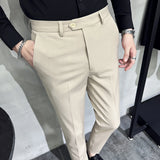 Threebooy 40 42 Summer Ankle Length Business Dress Pants Men Casual Office Social Suit Pant Wedding Party Streetwear Trousers Men Clothing