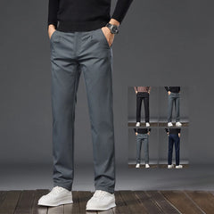 Threebooy  Spring Autumn Straight Casual Pants for Men's Clothing Solid Color Classic Regular Comfortable Slim Male Trousers