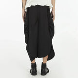 Threebooy Original Design Y2k Loose Culottes Men Trend Dark Wide-leg Pants New Casual Pants Pleated Genderless Culottes