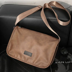 Threebooy  Vintage Fashion Crossbody Bags Men Large Capacity Men Crossbody Shoulder Bag PU Leather Messenger Bag Casual Outdoor Satchels