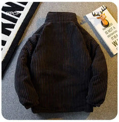 Korean high street hip-hop men and women trendy corduroy autumn and winter jackets for couples retro warm casual tops y2k