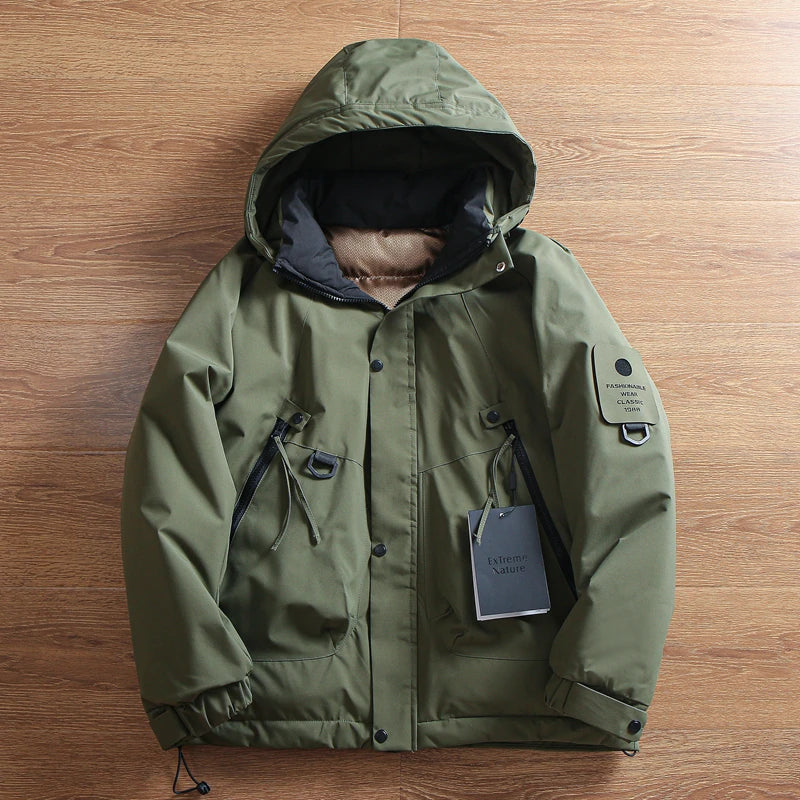 Threebooy Outdoor Functions Padded Jacket Mountaineering Clothes Winter Men's Thickened Windproof Waterproof Warm Hooded Cotton Parkas