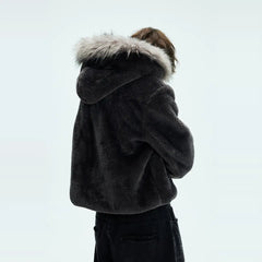 Threebooy 2025 New Autumn Winter Hooded Imitation Fur Fur Coat Men's Thickened Warm Imitation Fox Coat Trendy Versatile Coat Aesthetic
