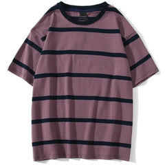Threebooy  Mew Men T Shirt Color Block Print 3 Color Optional Tee Shirts Simple High Street Basic All Match Cargo Tops Mens Streetwear