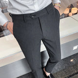 Threebooy 40 42 Summer Ankle Length Business Dress Pants Men Casual Office Social Suit Pant Wedding Party Streetwear Trousers Men Clothing