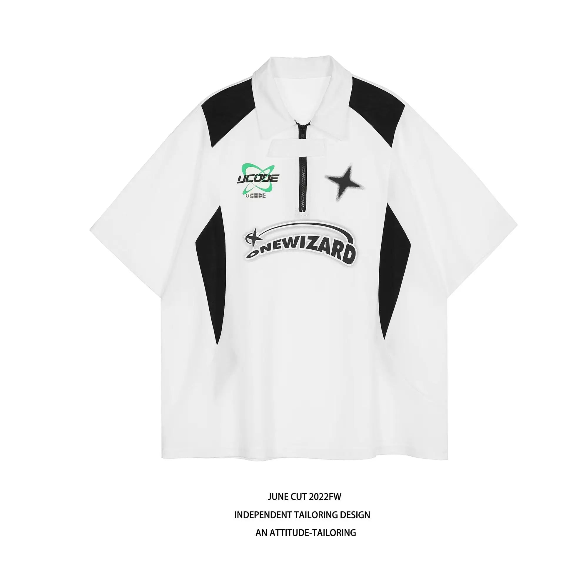 Threebooy Vintage Street Letter Print Shirt American Stitching Stand Collar Tshirt Men Women Long Sleeve Hip-hop Sports Top