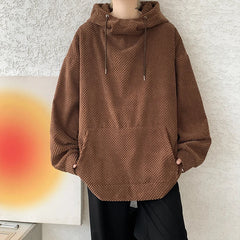 Threebooy Harajuku Corduroy Hoodies Men High Quality Streetwear Loose Y2k Hip Hop Hooded Sweatshirts Couple Clothing Female Pullovers