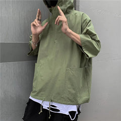 Threebooy Summer Thin Section Hoodies Men's Solid Color Casual Couple Hooded Sweatshirt Men Streetwear Loose Hip Hop Short Sleeve Hoodie