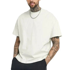 Threebooy 230Gsm Summer New 100% Cotton White Solid T Shirt Men Oversized Causal O-neck Basic T-shirt Male High Quality Classical