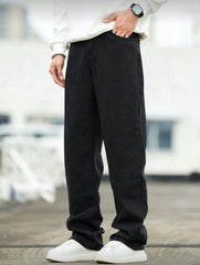 Threebooy  Men's Wide Leg Jeans - Oversized Straight Fit Denim Pants with Casual Drop Crotch