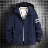 Threebooy Men's Jacket Spring Autumn Fashion Thin Hooded Jacket Street Retro Casual Coat with Pocket Sports Windbreaker