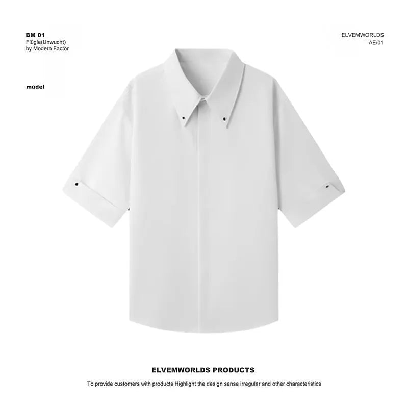 Threebooy Loose Fit Half Sleeve Summer Shirt men Solid Color Metal Button Collar Casual Comfort Breathable Lightweight Top 2025 Trendy
