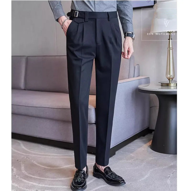 Threebooy Men's Spring High Quality Business Suit Pants Male Slim Fit Fashion Dress Trousers Winter for Men Woolen Cloth Casual Pants