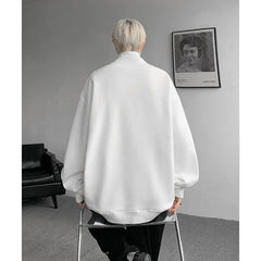 Threebooy  Men hoodie  Stand Collar Half Zip Sweatshirt Star Shoulder Design New Fashion Casual Streetwear Comfort Athletic Pullover