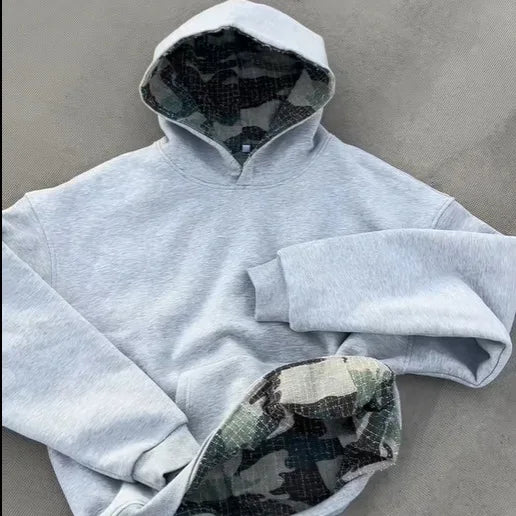 Threebooy  Loose Unisex Camouflage Print Sweatshirt Hip Hop Style Reversible Autumn Winter Fashion Streetwear Casual Comfortable Hoodie
