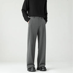 Threebooy Autumn New Men's Black Gray Suit Pants Loose Straight Drape Solid Color Elastic Business Work Casual Trousers Fashion Clothing