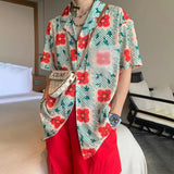 Threebooy 2024 Fashion Flower Shirts Men Hawaiian Shirt Printing Summer Vacation Beach Lapel Short Sleeve Streetwear Genderless Clothing