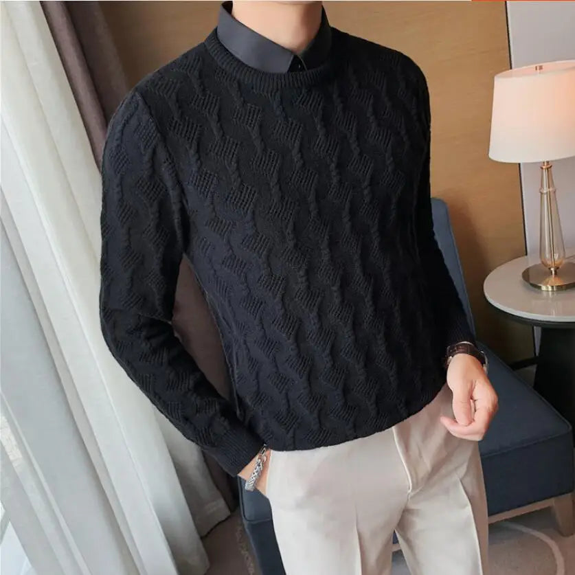 Threebooy  Autumn Men Sweater Japanese Harajuku Vintage Pullovers Fashion Couple Knitted Sweaters Male High Grade Knitted Shirt S-3XL