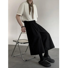 Threebooy  Summer Wide Leg Cropped Pants Comfy Culottes Street Fashion Trendy Loose Fit Casual Trousers Breathable Oversized Style