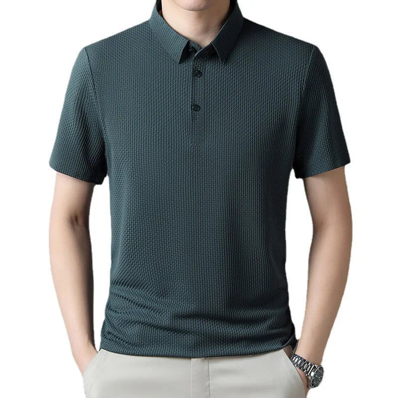 Threebooy Summer Polo Shirt Men Short Sleeve Turn Down Collar Slim Fit Polo Shirt for Men Fashion Solid Color Mens Casual Polo Tee