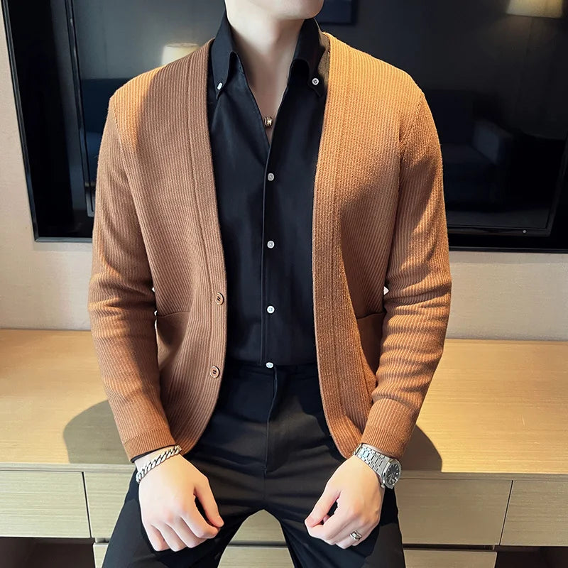 Threebooy Brand Clothing Men Autumn and Winter High Quality Casual Cardigan Knit Sweater/Male Slim Fit Sweater Jacket Men Knit Shirts