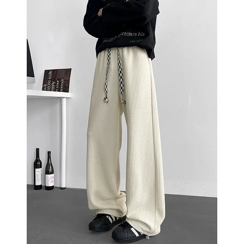 Threebooy  Black Casual Pants Men Fashion Oversized Wide Leg Pants Men Streetwear Hip Hop Loose Pleated Pants Mens White Trousers M-3XL