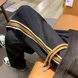 Threebooy Sweatpants for Men Stripe Trousers Straight Male Sweat Pants Wide Leg Baggy Vintage Tracksuit Bottoms Stylish Harajuku Fashion