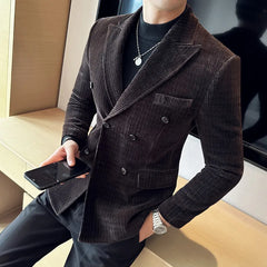 Threebooy Men's Corduroy Suit Jackets/Male Slim Fit Fashion High Quality Tuxedo/Man Spring Autumn Blazers Office Dress