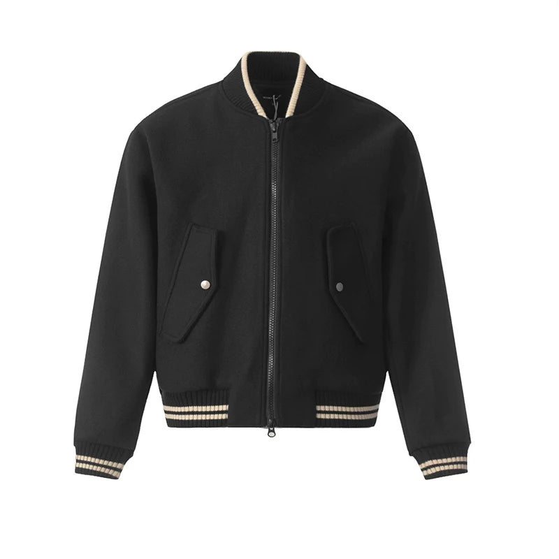 Threebooy  New American Vibe Fleeced Men Crop Jackets Luxury Harajuku Zip-up Long Sleeve Streetwear Trendy Chic Pocket Baseball Coats M-2XL
