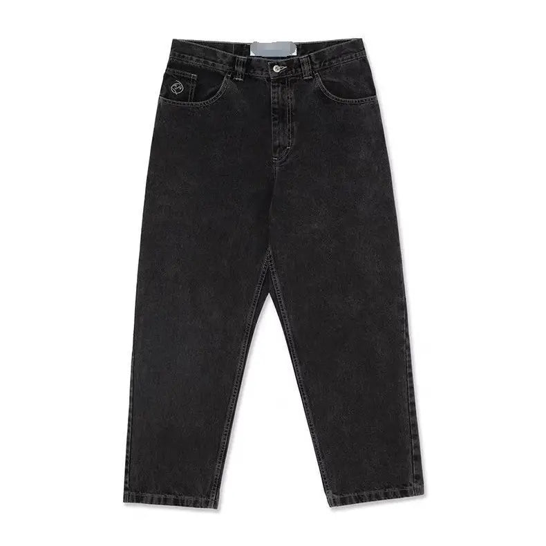 Threebooy Vintage BIGBOY loose simple embroidered denim pants new streetwear wide leg loose denim pants fashionable straight pants