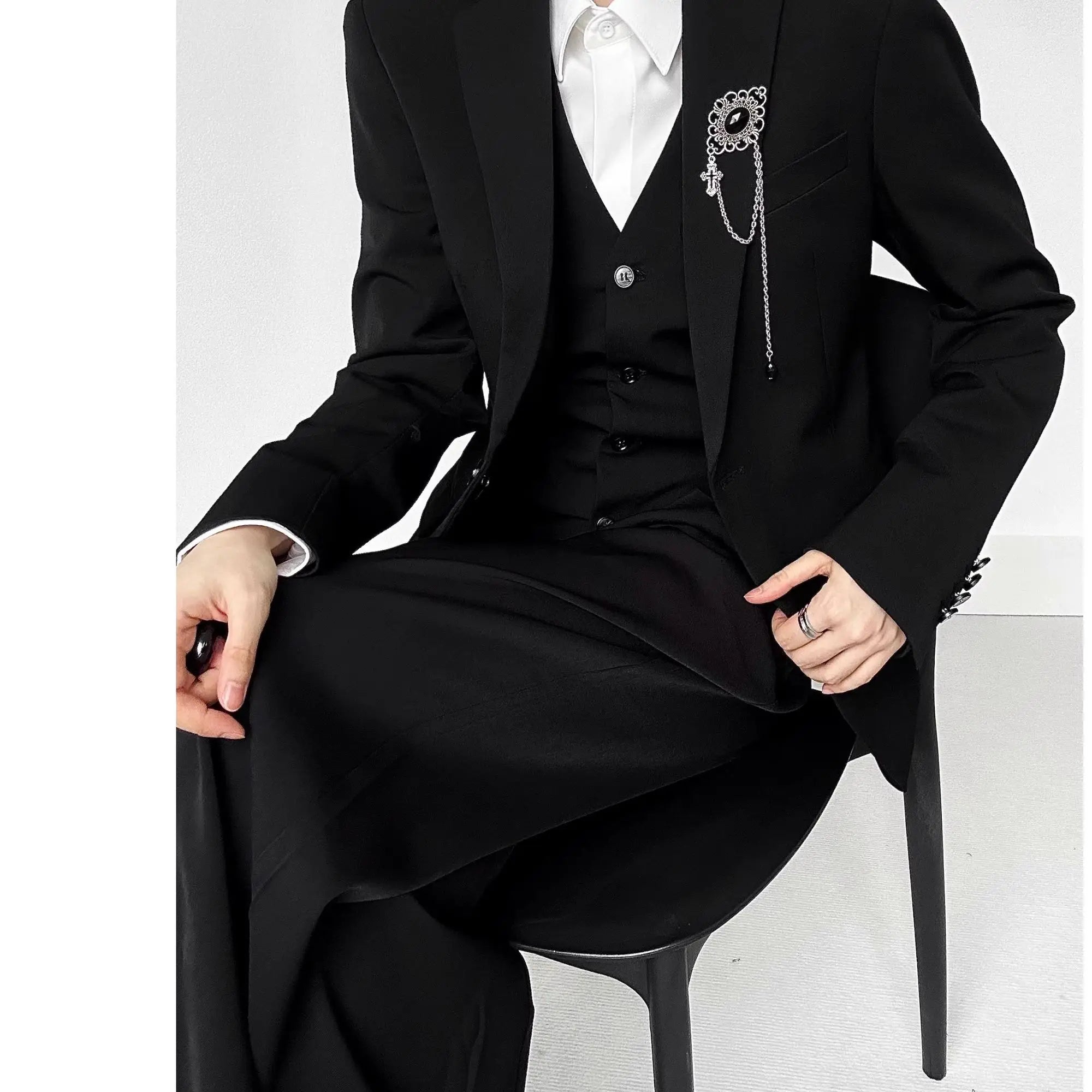 Threebooy High-end Black Gray Suit Vest Fashion Men Women Same Neutral Style Slim Business Casual Blazer Vest Urban Streetwear