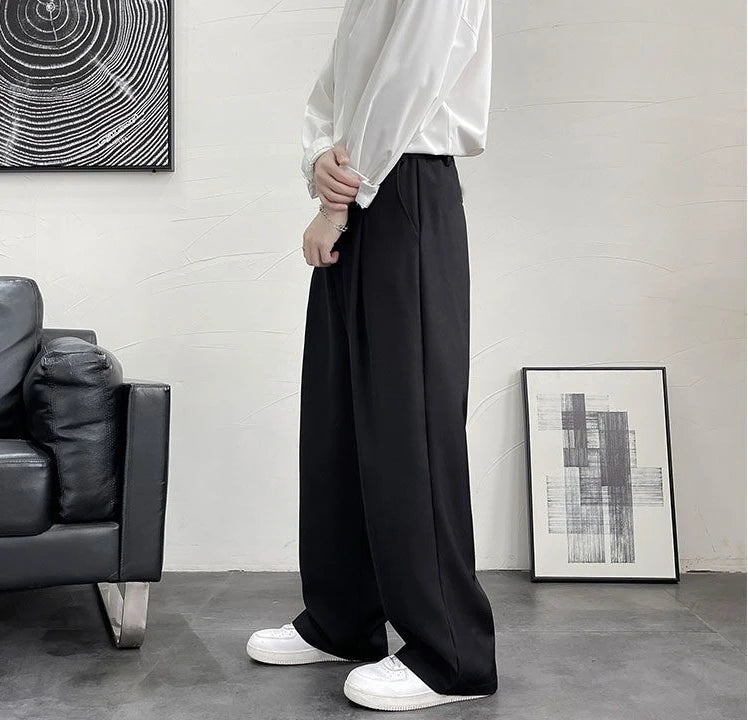 Threebooy Trousers For Men Brown Fluid Draped Baggy Stylish Tailoring Summer 2024 Man Suits Pants Clothing Premium Thin Casual Up
