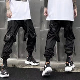 Threebooy Men's Cargo Pants Hip Hop Streetwear Joggers Trousers Hit Color Pocket Sweatpants Summer Harajuku Casual Ribbons Techwear Pants