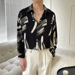 Threebooy Slim Fit Long Sleeve Printed Shirt Men Comfortable Trendy Fashion Youth Casual Stylish Top New Design Hot Sale Modern