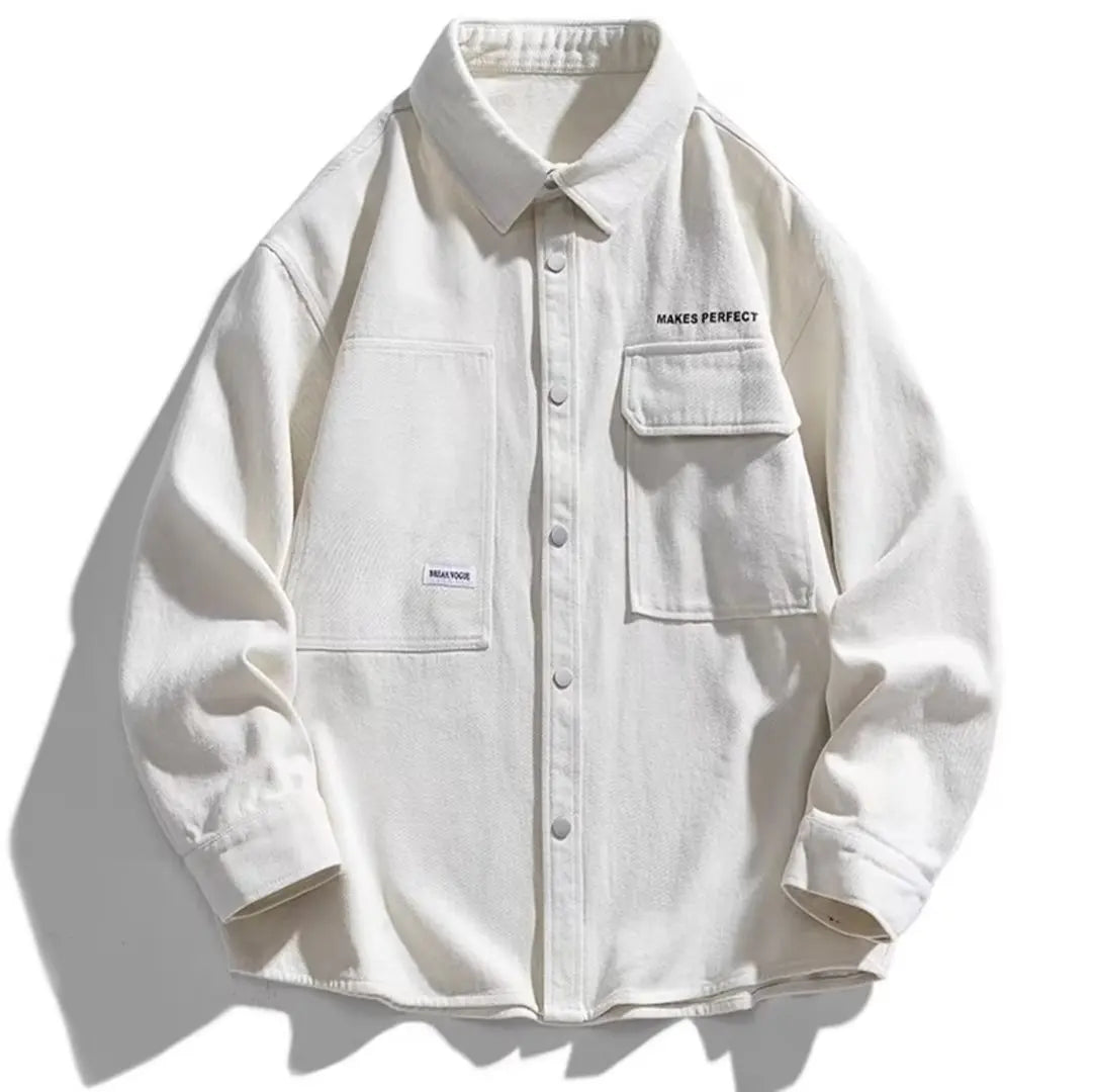 Threebooy Men's shirt jacket Spring high-quality teenagers early autumn work cardigan jacket Japanese casual thin autumn clothes