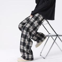 Threebooy Told Tale Plus Size Spring Casual Plaid Pants Men Wide Leg Couple Straight Pantalones Harajuku Mopping Oversize 8XL 7XL