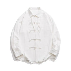 Threebooy New Classic Shirt Men Clothing Chinese Style Long-sleeved Buttoned Scholar White Shirt Ancient Style Fashionable Casual Blouse