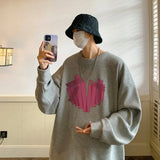 Threebooy Autumn Sweatshirt Men Women's Hooded Heart-shaped Printed Sweatshirt Casual Loose Sports Hip-hop Streetwear Couple Shirt