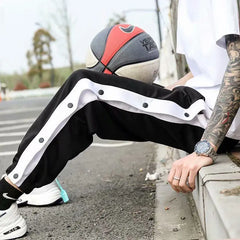 Threebooy  New Men Button Up Training Pants Breathable Basketball Workout Joggers
