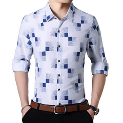 Threebooy  Plaid Shirts Men Fashion New Autumn Button Down Long Sleeve Casual Social Shirt Business Office Plus Size 7XL