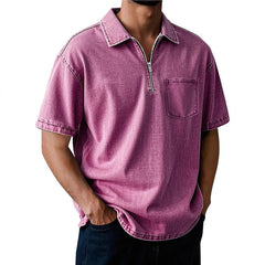 Threebooy  Summer Cotton Polo Shirt Men Short Sleeve Turn Down Collar Pull On Polos Solid Breathable Casual Tops