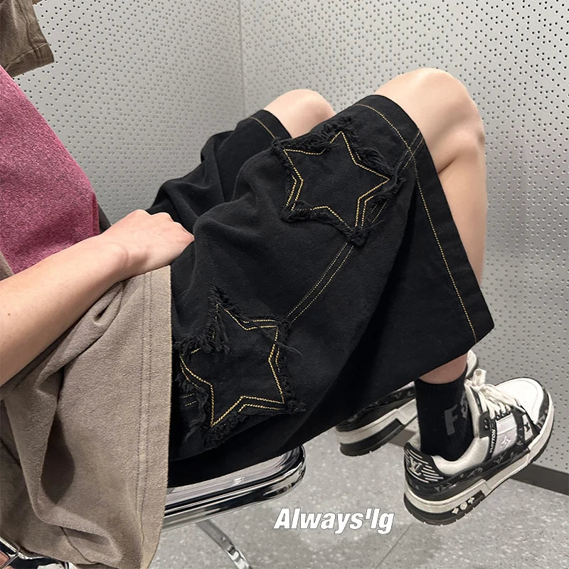 Threebooy Shorts Men Loose spodenki meskie Vintage Denim Summer Basic SimpleHot Sale High Waist Leisure Ulzzang Streetwear Chic Short