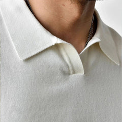 Threebooy American Leisure Men Polo Shirt Luxury V Neck Knitted Solid Color Fitness Pullover Casual Slim Sports Long Sleeve Knitwear M-3XL